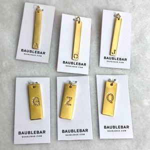 Baublebar Gold Plated initial bar pendant charm